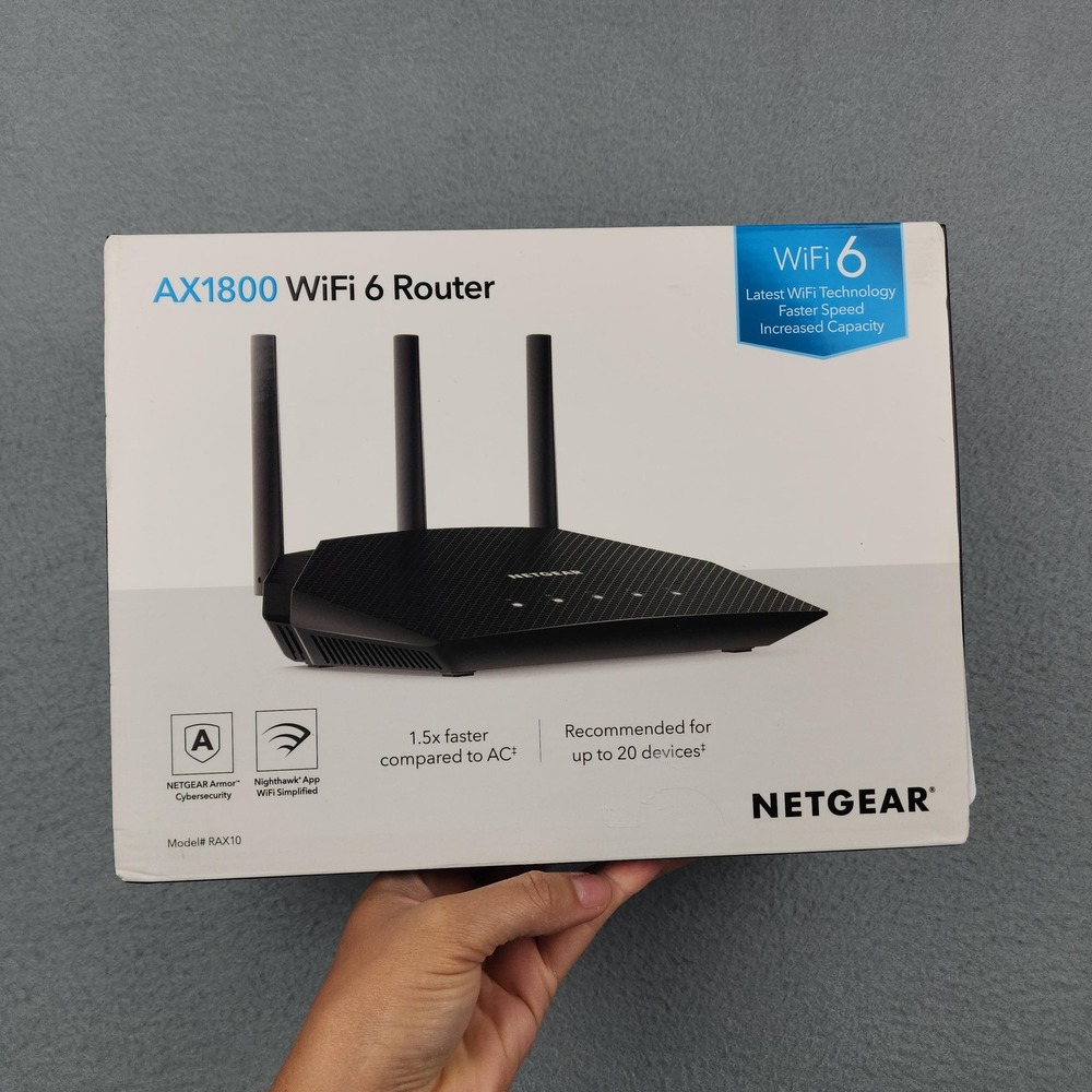 NETGEAR RAX10 AX1800 WiFi 6 Router Black Dual-Band 4-Port Gigabit LAN VPN Armor
